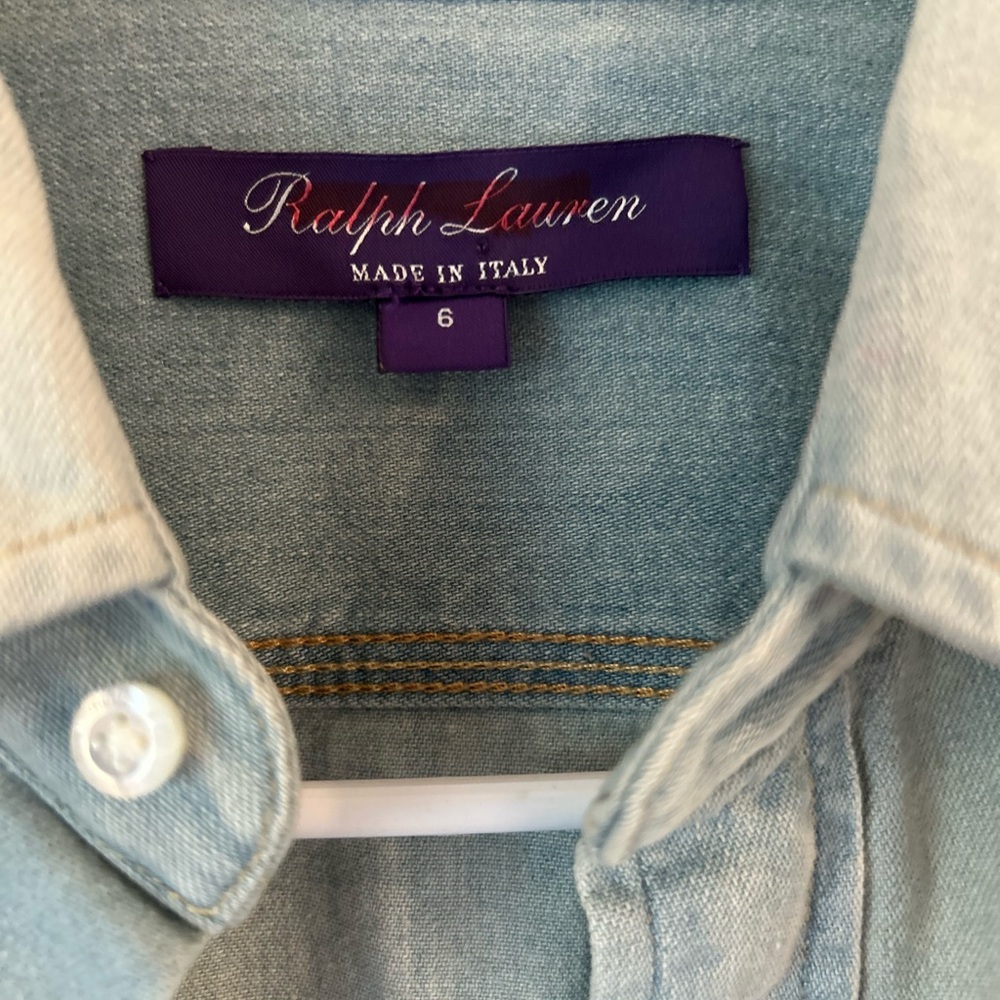 Tamia Cotton Denim Shirt Ralph Lauren Purple Label NWOT - Picture 3 of 13